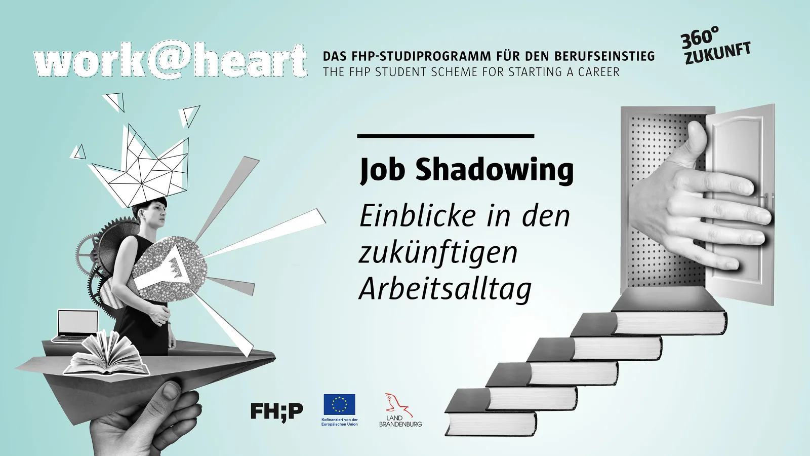 Mix aus Collage und Illustration mit der Aufschrift Jobshadowing