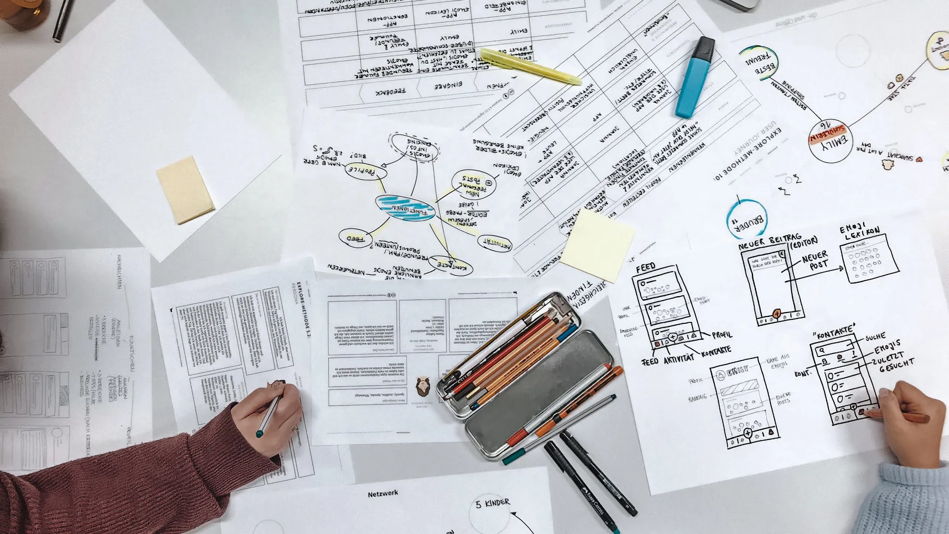 Ansicht eines Paper-Prototyping-Workshops