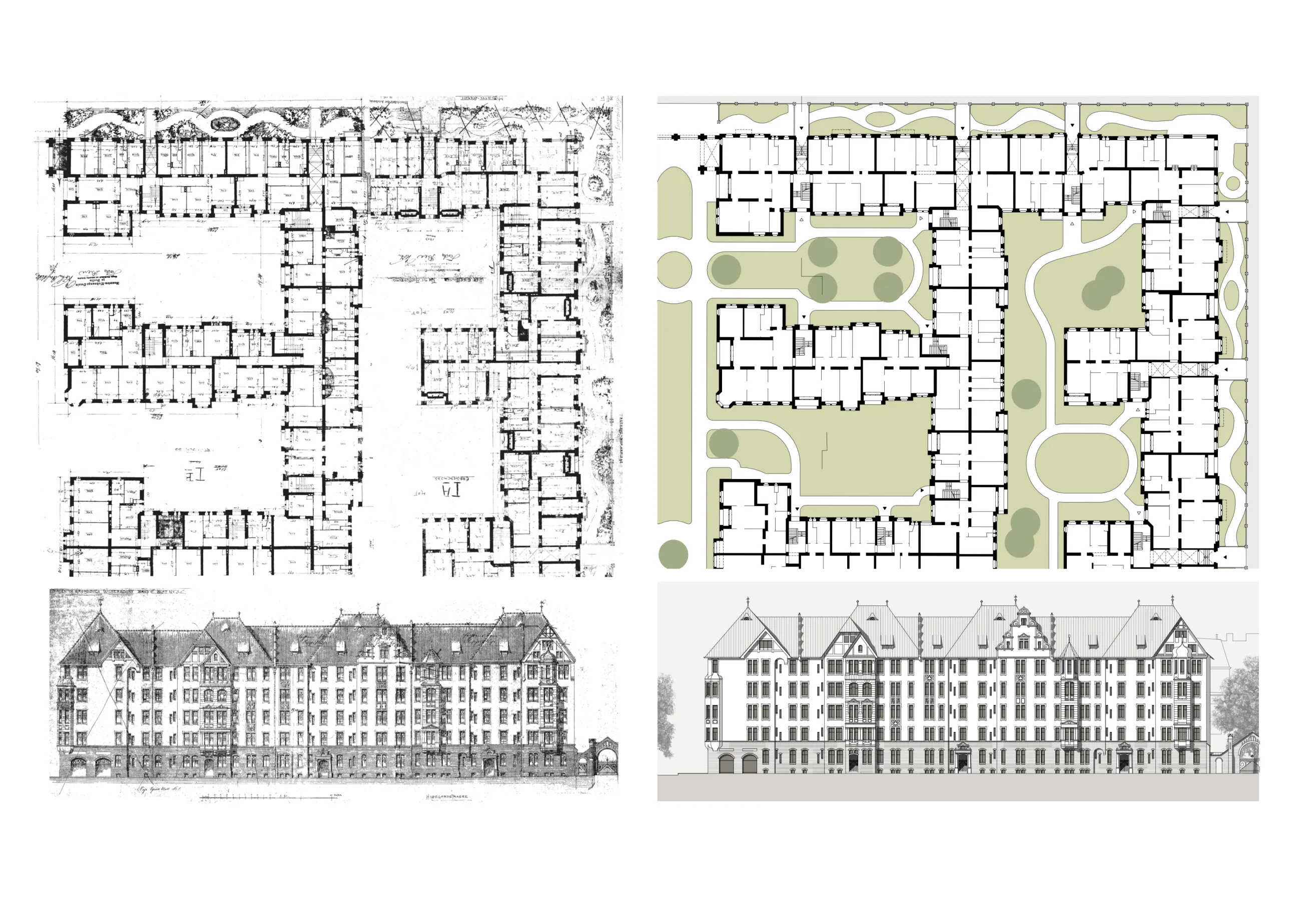 Übersetzung des abgebildeten Archivplans in eine Neuzeichnung