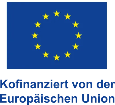 Logo: Kofinanziert von der Europäischen Union - Blauer Untergrund mit Sternen im Kreis