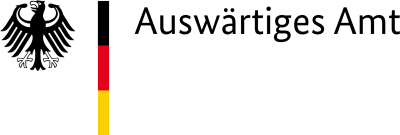 Logo mit Bundesadler, Deutschlandfarben und Schriftzug "Auswärtiges Amt"