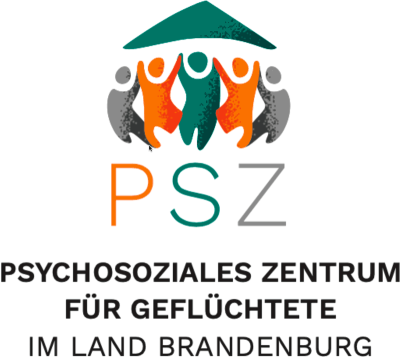 Logo mit Schriftzug PSZ Psychosoziales Zentrum für Geflüchtete im Land BrandenburgLogo mit Schriftzug PSZ Psychosoziales Zentrum für Geflüchtete im Land Brandenburg