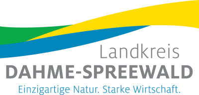Logo mit Schriftzug "Landkreis Dahme-Spreewald. Einzigartige Natur. Starke Wirtschaft."